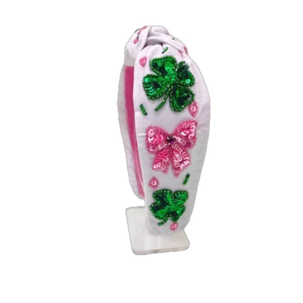 226. The Irish Pink Bow Sequin Headband